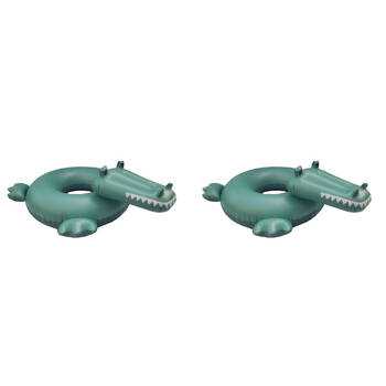 2PK Swim Essentials Kids Inflatable Swimming Ring Pool Floater 65cm Green Crocodile