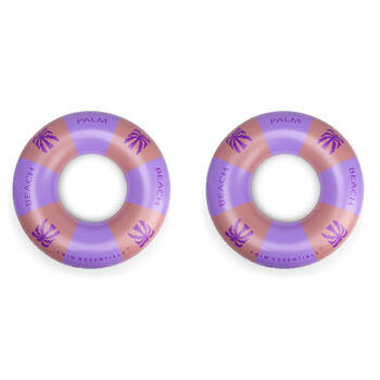 2PK Swim Essentials Kids Inflatable Swimming Ring Floater 120cm Palm Trees Purple