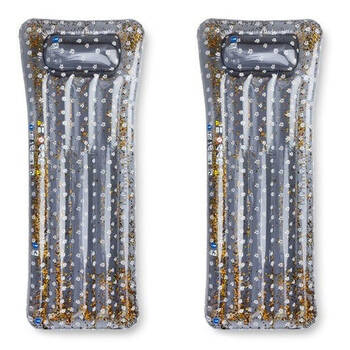 2PK Swim Essentials Inflatable Lie On Beach Pool Floater Bed Daisy Flowers 177cm 6y+