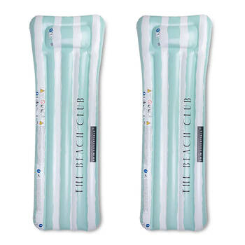 2PK Swim Essentials Inflatable Lie On Beach Pool Floater Bed Resort Stripe 177cm 6y+