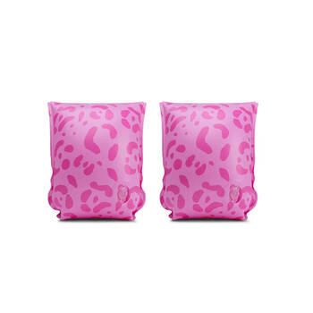 2pc Swim Essentials Kids/Children Inflatable Arm Bands Leopard Pink 2-6y