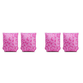 2x 2pc Swim Essentials Kids/Children Inflatable Arm Bands Leopard Pink 2-6y