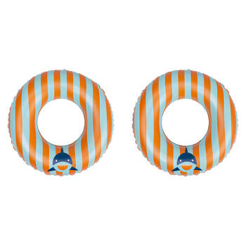 2PK Swim Essentials Kids Inflatable Swimming Ring Pool Floater 55cm Tropic Shark 
