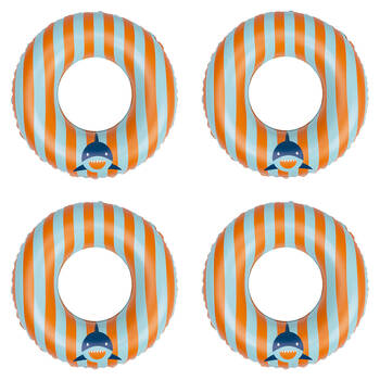 4PK Swim Essentials Kids Inflatable Swimming Ring Pool Floater 55cm Tropic Shark 
