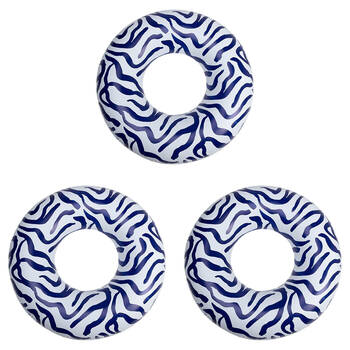 3PK Swim Essentials Kids Inflatable Ring Floater 102cm Vibrant Stripes Black