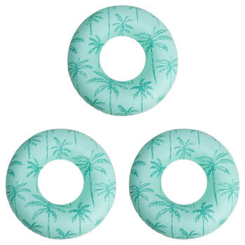 3PK Swim Essentials Kids Inflatable Swimming Ring Floater 102cm Palm Trees Green