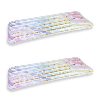 2PK Swim Essentials Inflatable Lie On Beach Pool Floater Bed Rainbow 177cm 6y+