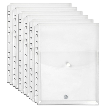 6PK Marbig A4 Binder Wallet Top Open Pocket Sleeve - Clear