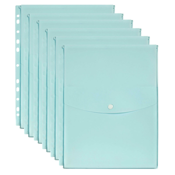 6PK Marbig Pastel Top Open A4 Ring Binder Wallet Pocket Sleeve - Blue