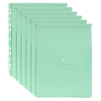 6PK Marbig Pastel Top Open A4 Ring Binder Wallet Pocket Sleeve - Green