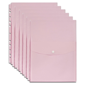 6PK Marbig Pastel Top Open A4 Ring Binder Wallet Pocket Sleeve - Pink