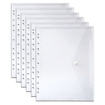 6PK Marbig Right Side Open A4 Ring Binder Document Wallet - Clear