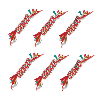 6PK Rosewood Cotton Rope Bone Pet Dog Chew Training Tug Playing/Throwing Toy Small