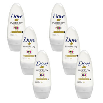 6PK Dove Deodorant Roll On Invisible Dry Anti - White Marks 50ml