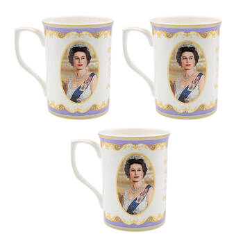 3x Gibson Gifts Her Majesty Queen Elizabeth Coffee Mug R
