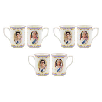 3x 2pc Gibson Gifts Her Majesty Queen Elizabeth Coffee Mugs R
