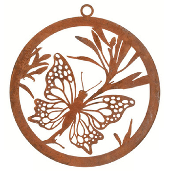 Single Ring 28cm Butterfly Corten Steel Ornament Decor - Assorted
