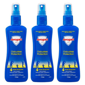 3PK Aerogard 175ml Odourless Insect Repellent Pump Spray