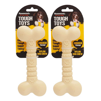 2PK Rosewood Tough Toys Chicken Nylon Dog Bone Chew S