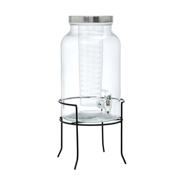 Lemon & Lime 5.5L Glass Drink Dispenser On Stand w/ Diffuser Insert
