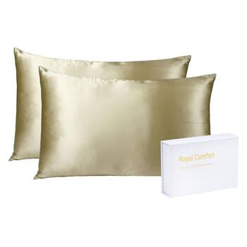Royal Comfort Mulberry Silk Pillowcase Twin Pack 51x76cm - Champagne