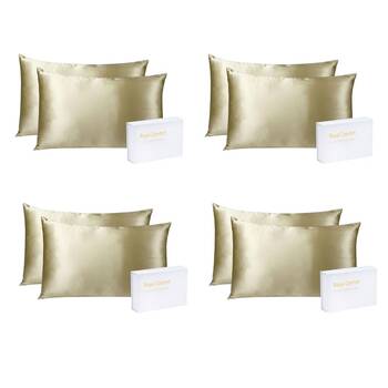 4PK Royal Comfort Mulberry Silk Pillowcase Twin Pack 51x76cm - Champagne