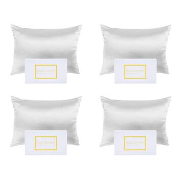 4PK Royal Comfort Pure Silk Pillowcase Single Pack Pillow Case - White