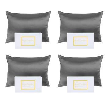 4PK Royal Comfort Pure Silk Pillowcase Single Pack Pillow Case - Charcoal