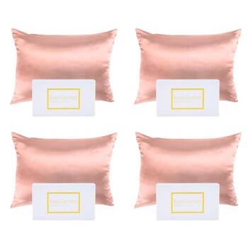 4PK Royal Comfort Pure Silk Pillowcase Single Pack Pillow Case - Blush