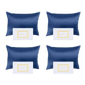 4PK Royal Comfort Pure Silk Pillowcase Single Pack Pillow Case - Navy