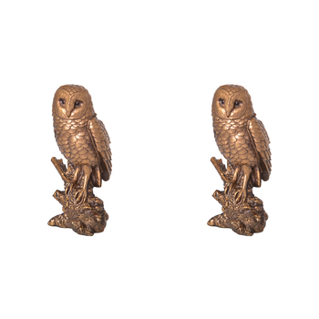 2PK Gibson Gifts Owl On Branch Home Decor Small Bronze 15cm