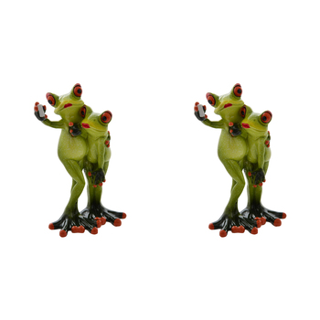 2PK Gibson Gifts Funny Frog Selfie Figurine Home Decor 15x11cm