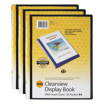2PK Marbig PP Clearview 36-Page A4 File Display Book - Black