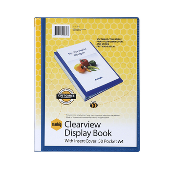Marbig PP Clearview 50-Page A4 File Display Book - Blue