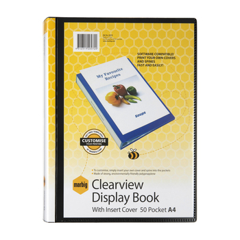 Marbig PP Clearview 50-Page A4 File Display Book - Black