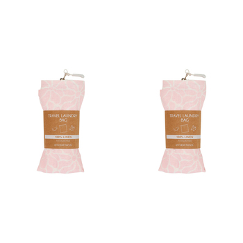 2PK Annabel Trends Linen Laundry Bag 35x50cm - Pink Petal Floral