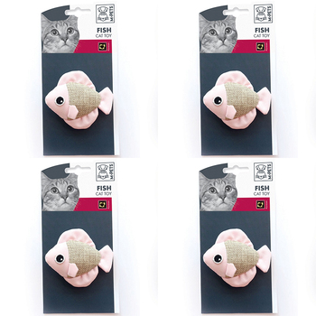 4x M-Pets 8x7cm Fish Cat/Kitten Pet Interactive Plush Toy
