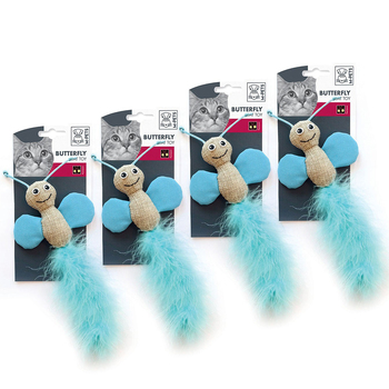 4x M-Pets 25x10cm Butterfly Cat/Kitten Pet Interactive Plush Toy