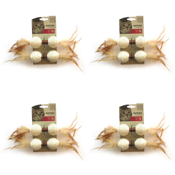 4x M-Pets 24x4.5cm Natura Cat/Kitten Dumbbell Pet Toy