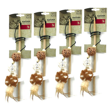 4x M-Pets 35cm Natura 3-Balls Cat/Kitten Pet/Rod Wand 