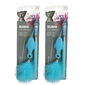 2x M-Pets 77cm Sushi Cat/Kitten Pet Plastic Rattle Wand