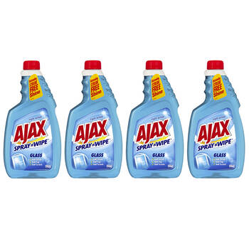 4PK Ajax Spray N Wipe Glass Cleaner Refill 500ml