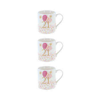 3PK Gibson Gifts Rush Birthday Ladies 21st Mug R 250ml