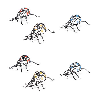 12x Metal 8cm Beetle Wire Ornament Outdoor Decor Small - Assorted