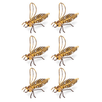 6x Bee Wire 6.5cm Metal Outdoor Ornament Decor Large - Yellow