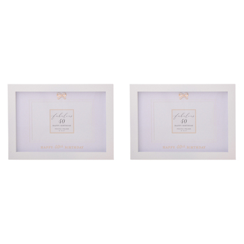 2PK Gibson Gifts Jewelled 40th Picture/Photo Frame 6x4" Rectangle