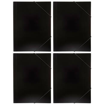 4PK Marbig A4 Document Wallet Brights - Black