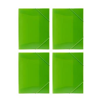 4PK Marbig A4 Document Wallet Brights - Lime