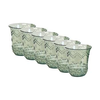 6PK SS Collective Green Acrylic Tumbler Star Patterned Drinkware 10x9cm
