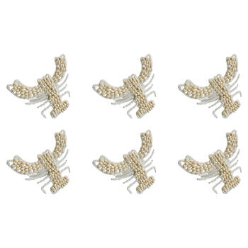 6PK Annabel Trends Napkin Ring Seaside Lobster 12x8cm - White